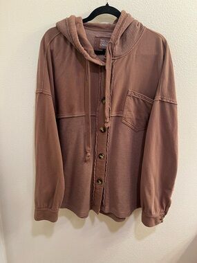 AE Big Hug Waffle Hooded Shacket - size large/ xl